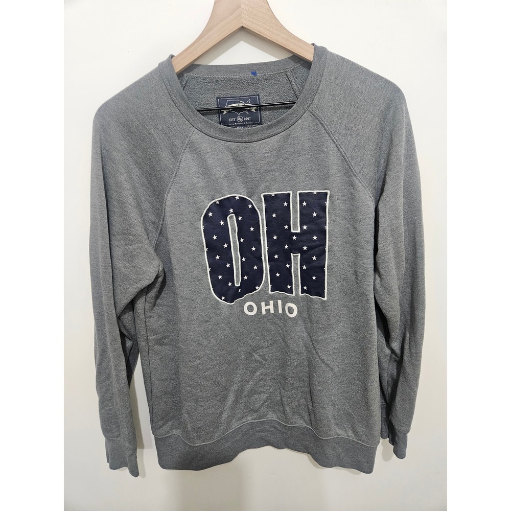 State of Mind Ohio Sweatshirt Gray Raglan Pullover Stars‎ Graphic Womens Large